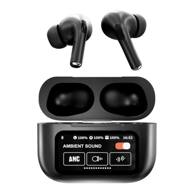 A9 Pro ANC/ENC Touch Screen Wireless Earbuds – Noise Reduction Bluetooth Earbuds for Android & iOS - WHITE