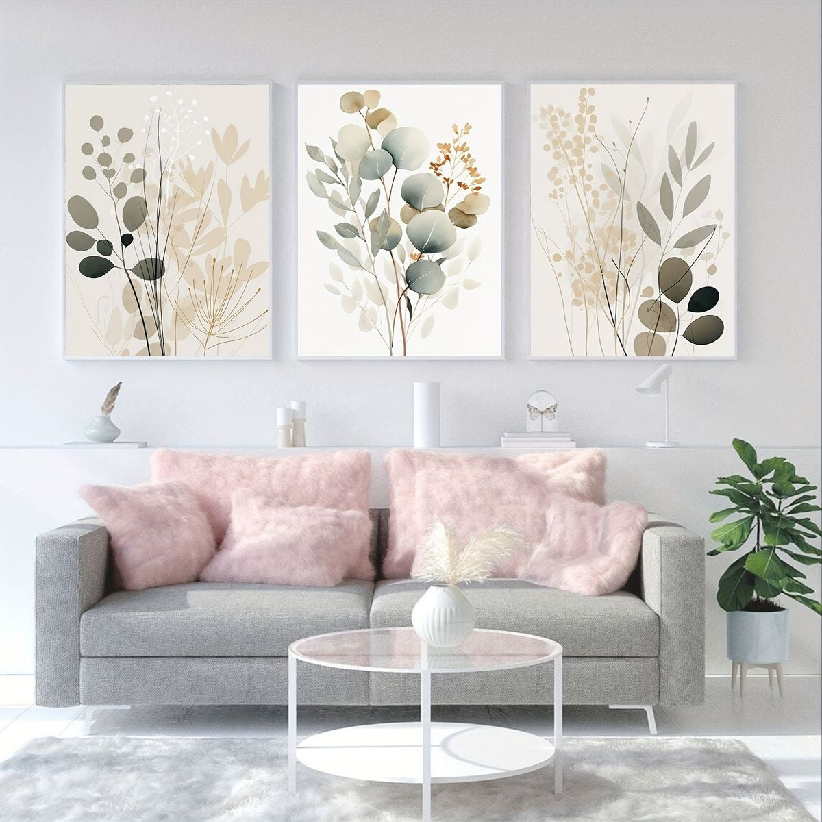 3pcs Boho Floral Design Stickytiles Frame Providing Artistic Pattern Elegant Look Durable Quality - 8*11