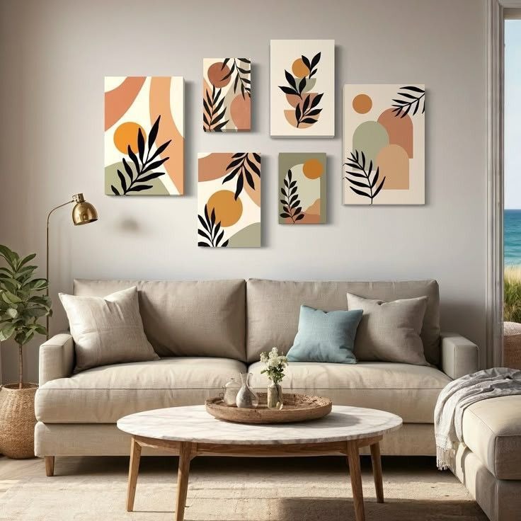 6pcs Leaf Stickytiles Frames Providing Natural Design Fresh Look Durable Quality Everyday Home Decoration