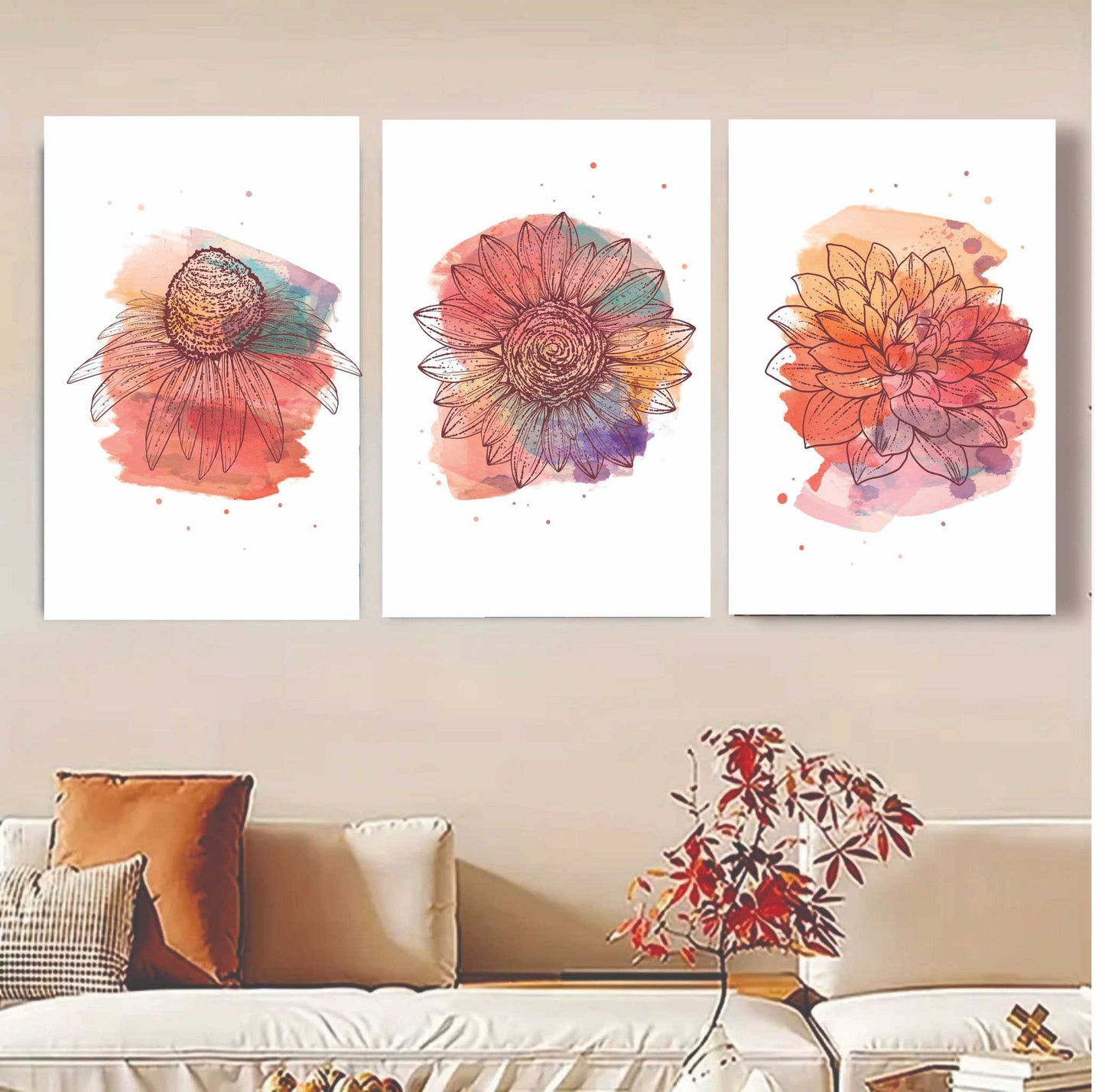 Set Of 3 Flower Frame Photo Type Frame 8x11 inches