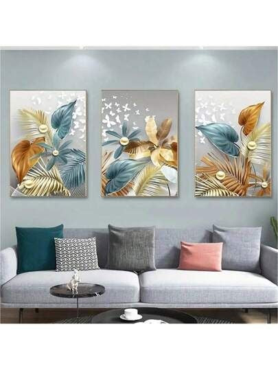 3pcs Butterfly Leafs Design Stickytiles Frame Providing Creative Artistic Pattern Elegant Look Modern Appearance - 8*11