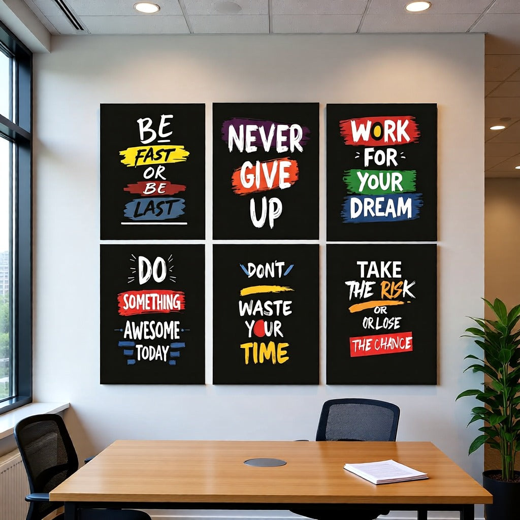 6 Pc Wall Decor Cardboard Phototiles With Double Tape For Back Sticking Never Give Up(5*7size)