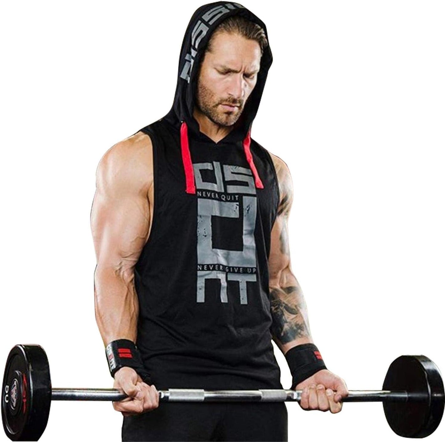 Black Gym Sleeveless Hood Tracksuit - Black Gym Sleeveless Hood Summer Tracksuit - Ready to Wear 2-Piece Set | Men's Sports & Jogging Wear - M