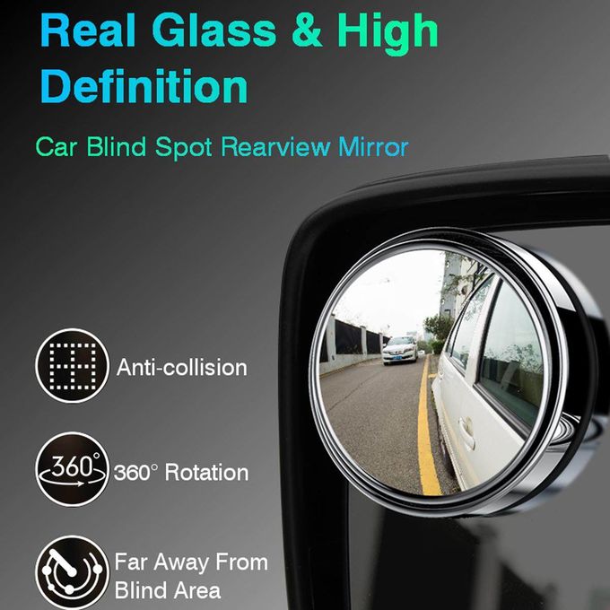 2pcs Round Blind Spot Mirrors β Wide-Angle Lens for Enhanced Rear and Side View Visibility β Convex Mirror for Cars, SUVs, and Trucks β Universal Fit Safety Accessory - Plastic Material - Quality 01