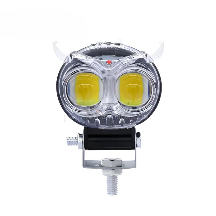 PACK OF 2 Owl Shape Crystal Multi Color Drl Led Fog Light For Bikes Universal Fitment For Bikes Metal Back Body - red