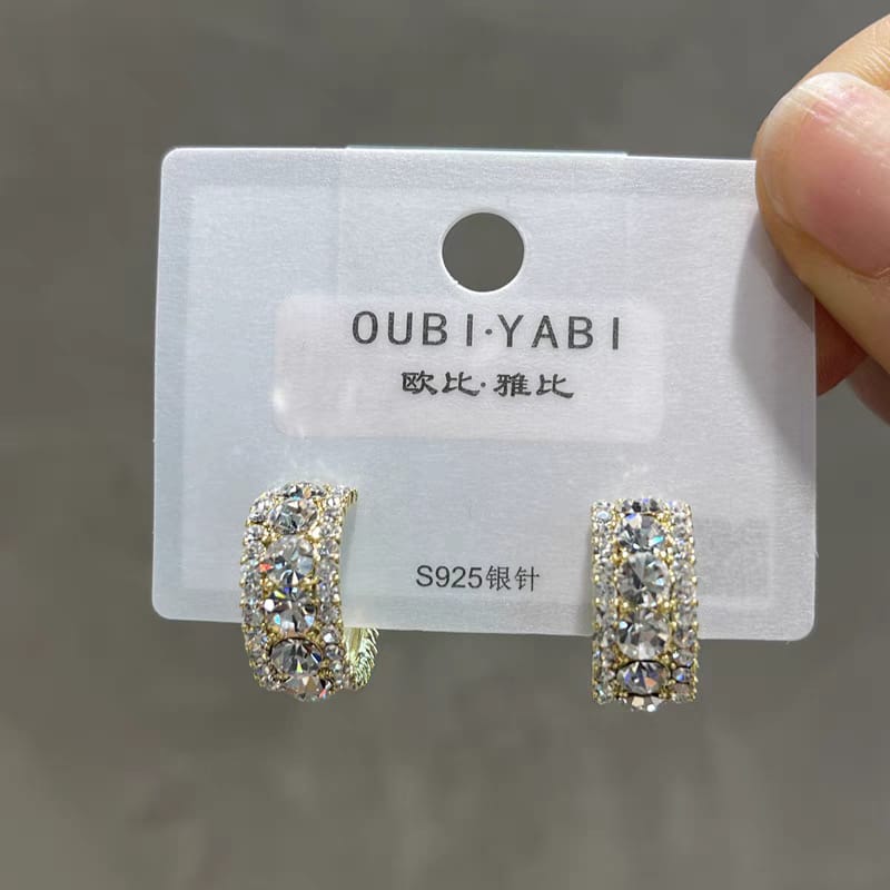Korean luxury zirconium hoops Earrings For Girls - silver