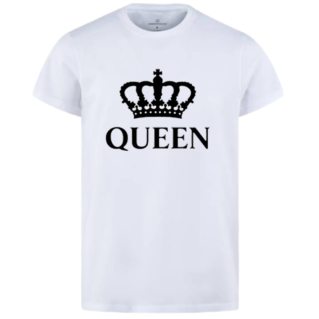 Combo Of King & Queen Style White T-Shirt with Cute Design - King & Queen Design T-Shirts – Best Quality T-Shirts For Girls | T-Shirt For Women - T-Shirt For Boy | T-Shirt For Men | Queen T-Shirts | King Design T-Shirt - Small