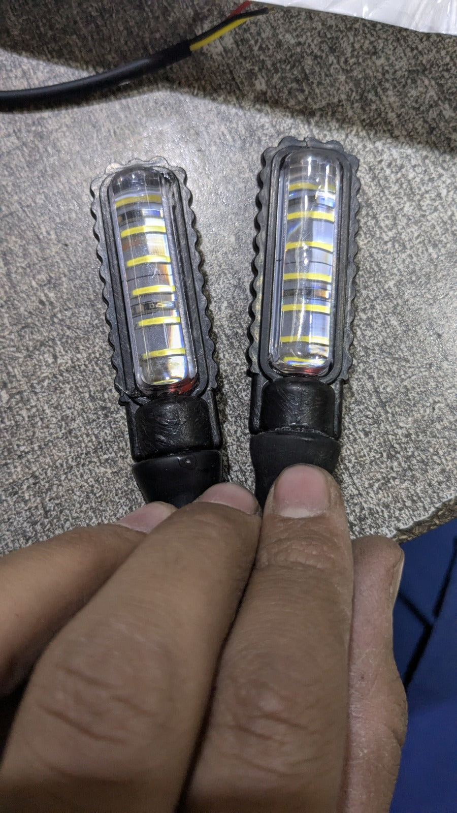 Universal LED Turn Signal Indicator | Dual Color (Yellow & White) | Waterproof & Flexible | For 70cc, 125cc & All Motorcycles - 2 Pcs
