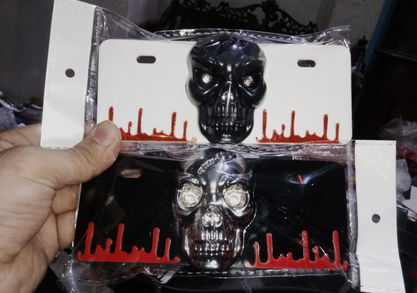 Skull LED Back Number Plate for 70cc & 125cc Bikes – Most Trending Styling Accessory - Black