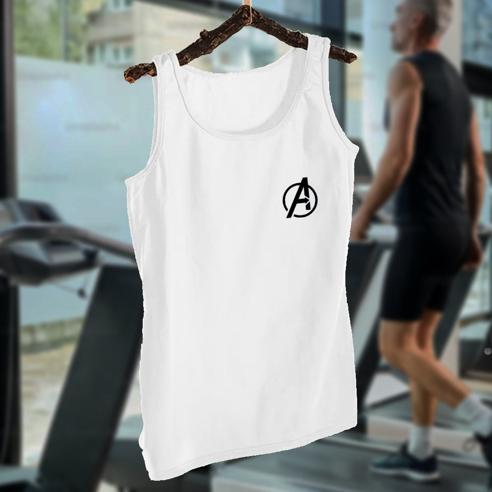 Pack of 1 Avengers Logo White Sando Jersey for Men | Sleeve-Less 100% Pure Sando - M