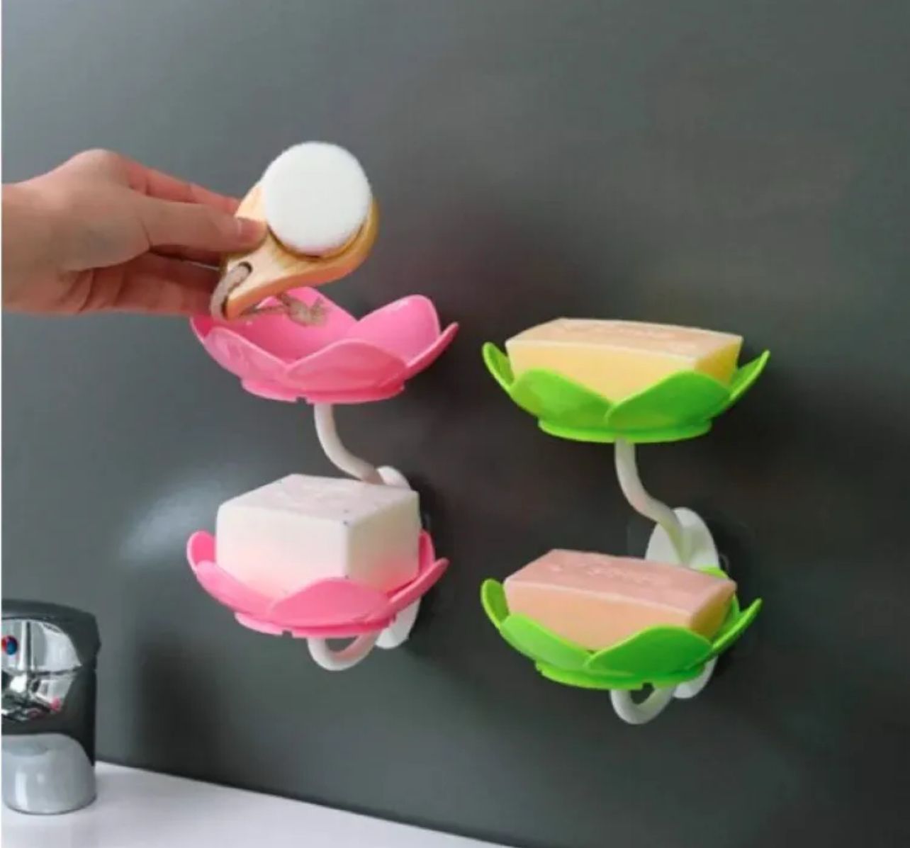 Lotus Flower Wall-Mounted Soap Holder – Self-Draining Bathroom & Kitchen Organizer - pack of 1