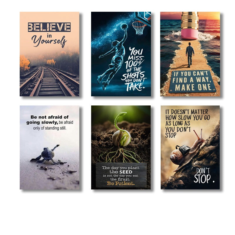 6 PC Wall Decor Cardboard Phototiles With Double Tape For Back Sticking Motivational Quotes With Images(5*7size)
