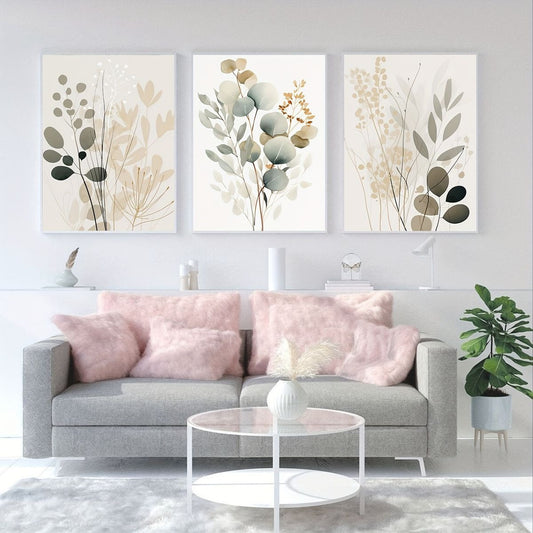3pcs Boho Floral Design Stickytiles Frame Providing Artistic Pattern Elegant Look Durable Quality - 8*11