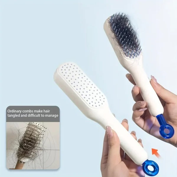 Self Cleaning Magic hair brush, One-click Cleaning Telescopic Hair Comb –  (random Color) - with box