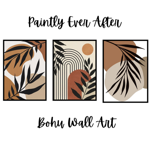 Set of 3 Abstract Botanical Wall Art Frames – 8x11" MDF with Sticky Backing
