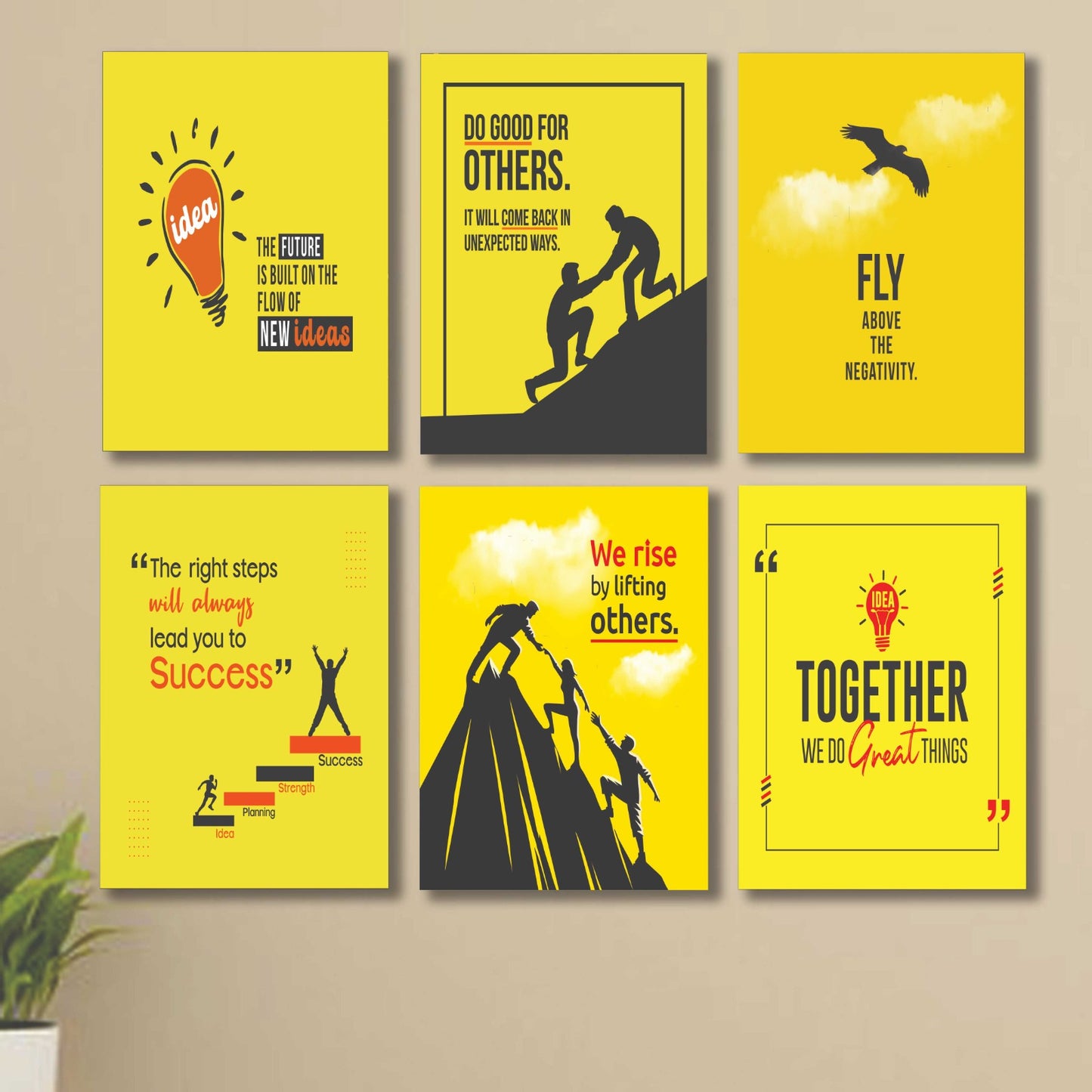 6 PC Motivational Wall Decor Cardboard Phototiles Durable Stylish Elegant And Inspiring Decorative - 5*7