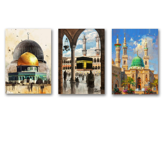Set of 3 Premium Wall Art Photo Tiles – Modern Home Decor Sets 8x11