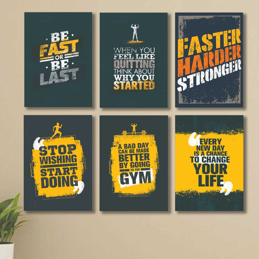 6 PC Wall Decor Cardboard Phototiles With Double Sided Back Sticking – Gym Hardest Quotes(5*7size)