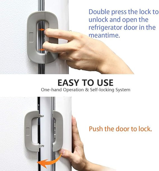 Child Safety Refrigerator Lock, Refrigerator Door Lock, Self Adhesive Freezer Door, Refrigerator Door, Double Safety Button, Home Safe Design, Child Proof Refrigerator Door Lock Multicolor - Pack Of 1