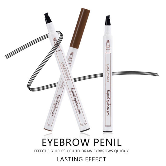 4 Tip Waterproof Eyebrow Pen | Waterproof Tattoo Tint Fine Sketch Liquid Eyebrow Pencil | Createsur Natal Makeup Effect - Black