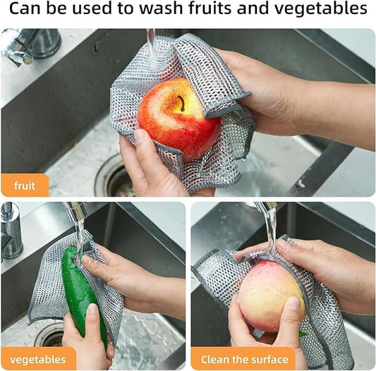 Dish washing Cleaning cloth | Wire Dish washing Rugs for Wet and Dry Kitchen - Pack of 1