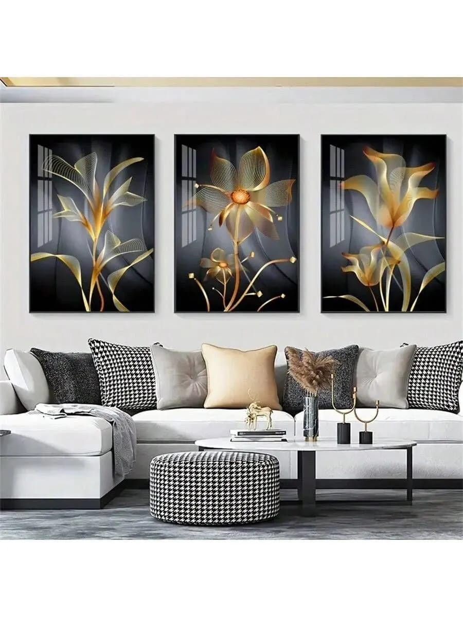 Set Of 3 Sticky Wooden Canvas Frames For Wall Decore Aesthatic Art / Sticky Phototiles For Room Wall Decoration