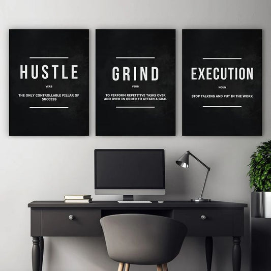 Set Of 3 Motivational Wooden Canvas Frames For Wall Decore / Sticky Phototiles Frames