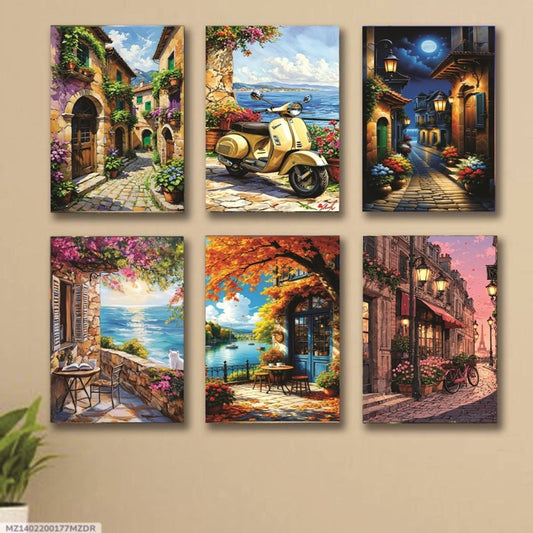 6 PC Colorful Wall Art Cardboard Phototiles Durable Elegant Stylish Vibrant And Unique Decorative Home And Office Collection - 5*7