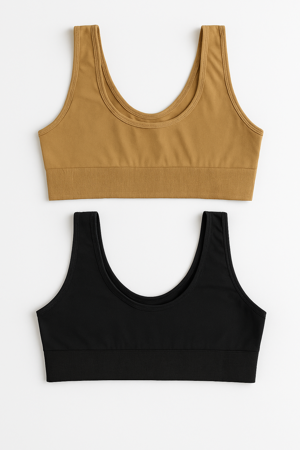 Women's Lycra Sports Bra Set – Black &amp; Skin | Ideal for Gym, Yoga &amp; Daily Comfort (Pack of 2) - SMALL