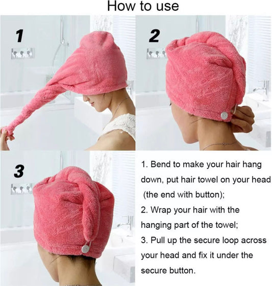 Best Hair Dryer Cap Towel - Hair Wrap Towel for ladies (random colors) - Pack of 1