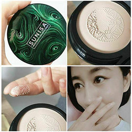 3 in 1 Makeup Deal  Sunisa Foundation Base 20g Waterproof Mushroom Head Air Cushion BB Cream Nude Liquid Foundations +yanqina 36H liner + 5 in 1 lipstick Pen - Shade 1 (RED)