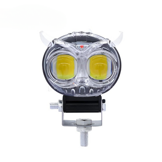 PACK OF 2 Owl Shape Crystal Multi Color Drl Led Fog Light For Bikes Universal Fitment For Bikes  Metal Back Body - red