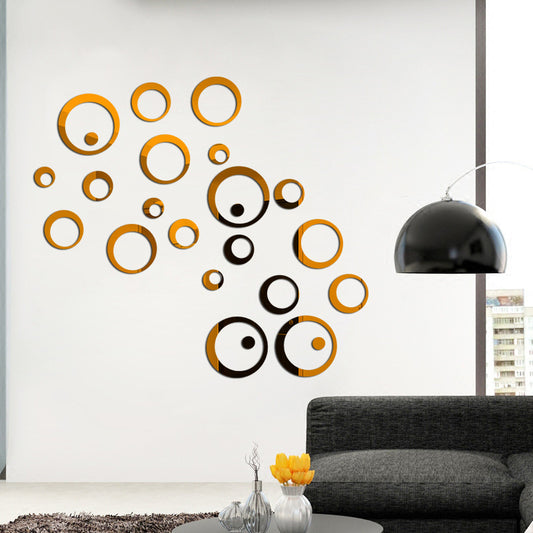 Acrylic Ring Mirror Wall Decor - silver