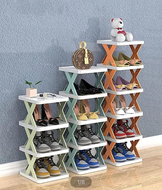 New Arrival Stackable Shoe Rack Multi-layer Storage Shoes Shelf Box Plastic Space Saving Cabinet Shoes Organizer for Entry (Random Color) - 5 Layers