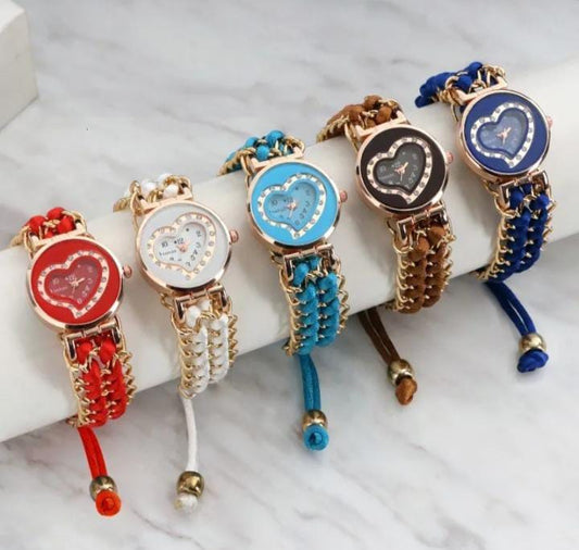 Girl Stainless Steel Bracelet Stylish Watch (without Box) - Red