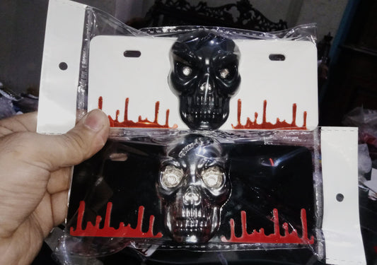 Skull LED Back Number Plate for 70cc &amp; 125cc Bikes – Most Trending Styling Accessory - Black