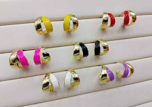 Elegant Dual Colour Korean Gold Plated Earings | Casual wear Fashion Trendy Jewelry - Yellow