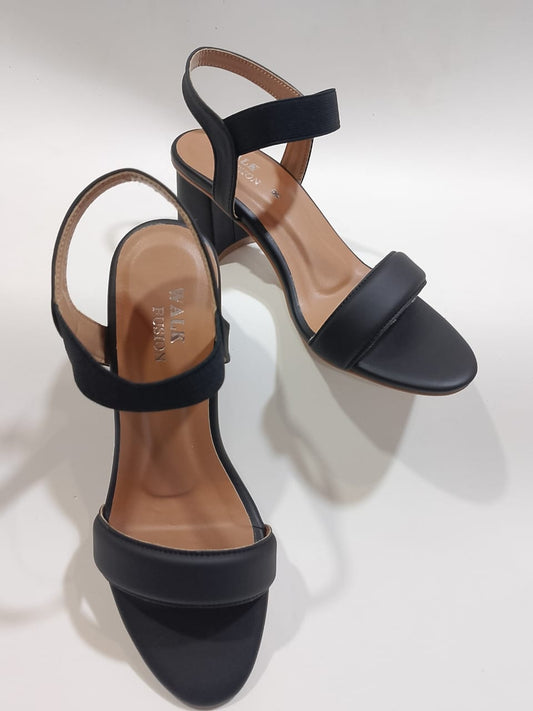 Women's Black Heel Sandals | Open Toe with Comfortable Strap Design – Black - 10