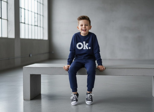 OK Printed Sweatshirt & Pajama Trouser Tracksuit for Kids | Winter Warm Fleece Clothing Set Outfit for Boys & Girls – Cozy & Trendy small