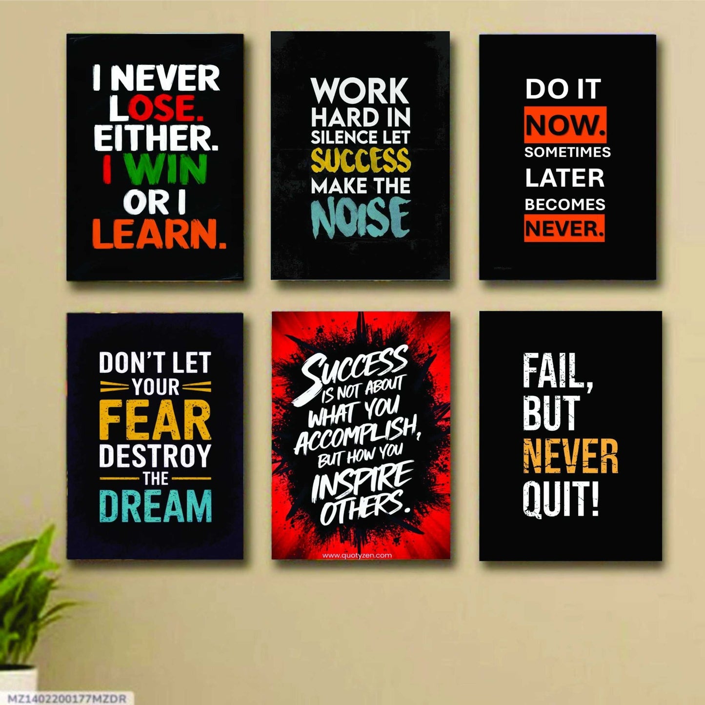 6 Pc Wall Decor Cardboard Phototiles With Double Tape For Back Sticking Motivational(5*7 size)