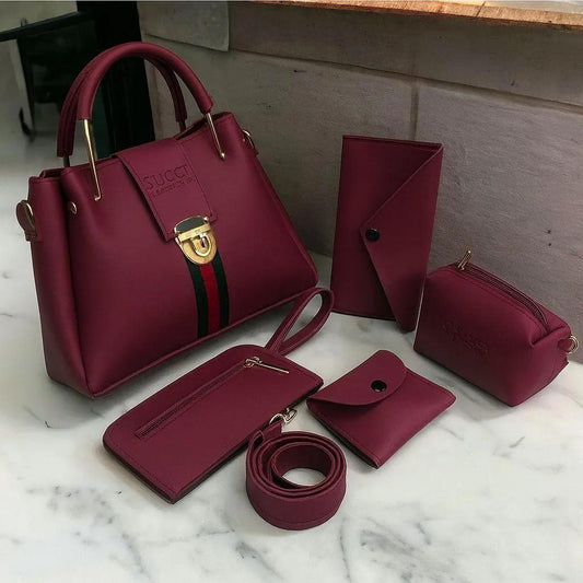 5 Pieces Handbag Set | Maroon