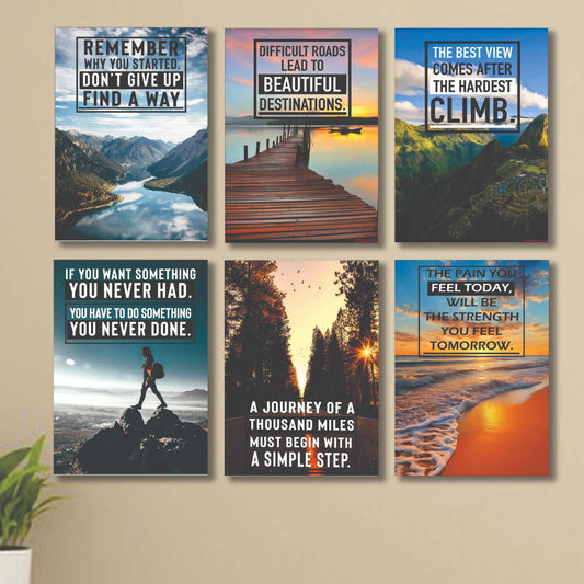 6 PC Motivating Quote Wall Decor Cardboard Phototiles Durable Stylish Elegant And Inspiring - 5*7