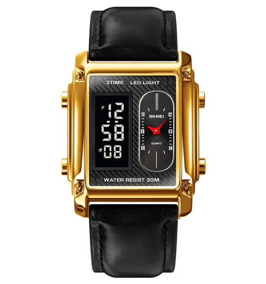 Original Skmei 1868 Boys New Style Design Famous Watch Digital Analog Mens Wrist Watches for Men Luxury Watch - Without Box - Full Black