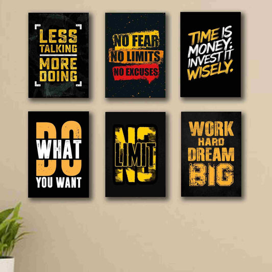 6 PC Wall Decor Cardboard Phototiles With Double Tape For Back Sticking Motivational No Fear Great Mind Set(5*7size)