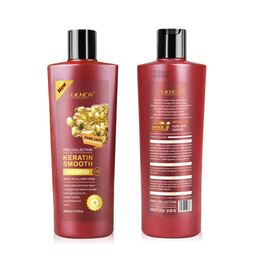 Pack Of 01 - Lichen Professional Shampoo Set 400ml – Keratin, Rice Water, Coconut, Peppermint, Red Onion, Argan Oil - Keratin Smooth Shampoo