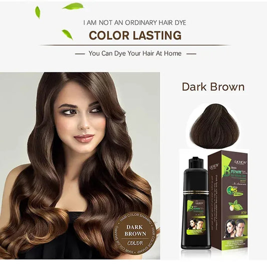 Light Brown Hair Color Shampoo – Quick &amp; Easy Gray Coverage, 200ml Natural-Looking Dye - Light brown