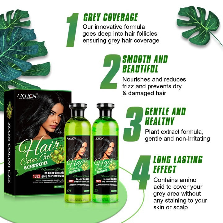 Lichen Professional Hair Color Gel – 500ML – Rich, Long-Lasting Black &amp; Dark Brown Shades – Made in China - Black